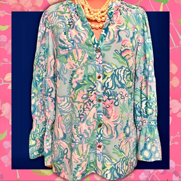๐๐ธ Lilly Pulitzer NWT Blouse Sz Med ๐ธ๐ - Picture 1 of 10